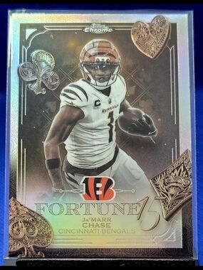 2025 Topps Chrome : Ja'Marr Chase NFL Bengals Card - FORTUNE 15 REFRACTOR